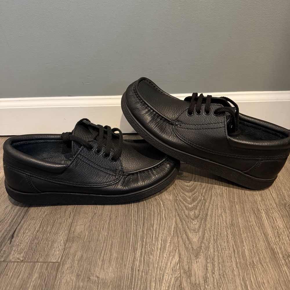 VTG Hitchcock Moc Toe Shoes Mens 9.5  Leather Black Made In Denmark
